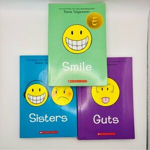 Lot of 3 by Raina Telgemeier SMILE, GUTS, SISTERS Book Graphic Novels